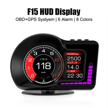 F15 HUD Автомобильный Головной дисплей OBD Диагностические Инструменты GPS Спидометр Часы Датчик оборотов в минуту Ускоренный Тормоз Тест Зажигания Milometer