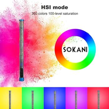Sokani X25 RGB Двухцветная светодиодная палочка для видеосъемки, живописи, Перезаряжаемый светодиодный дисплей на батарейках для YouTube