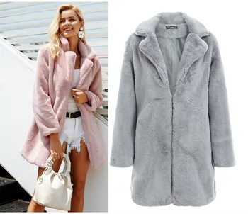 Женское меховое пальто, теплое осенне-зимнее плюшевое пальто, женское пальто